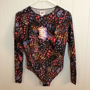 Yitty NWT Mesh Me Smoothing Sleeved Thong Bodysuit Top Large